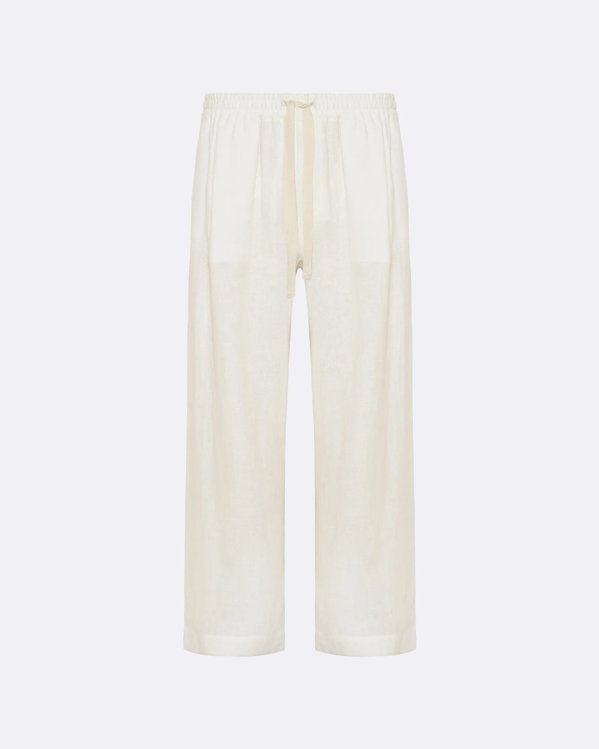 Wide Leg Linen Trousers White