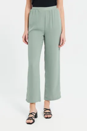 Women Mint Wide Leg Trousers