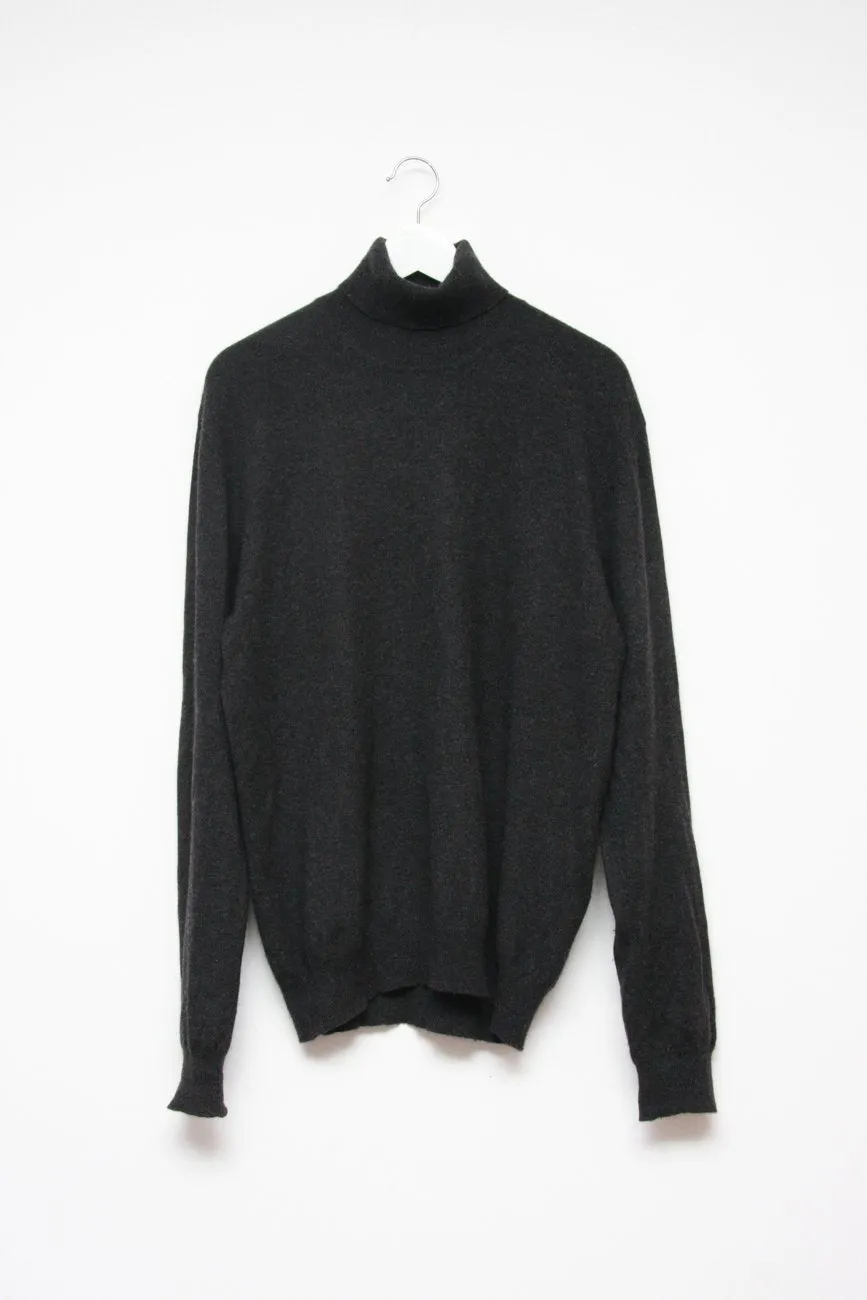 WOOL CASHMERE ITALY ANTHRACITE TURTLE SWEATER